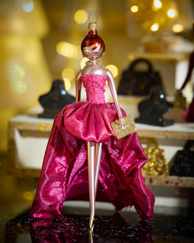 Fashionista in Fuschia Gown Christmas Ornament